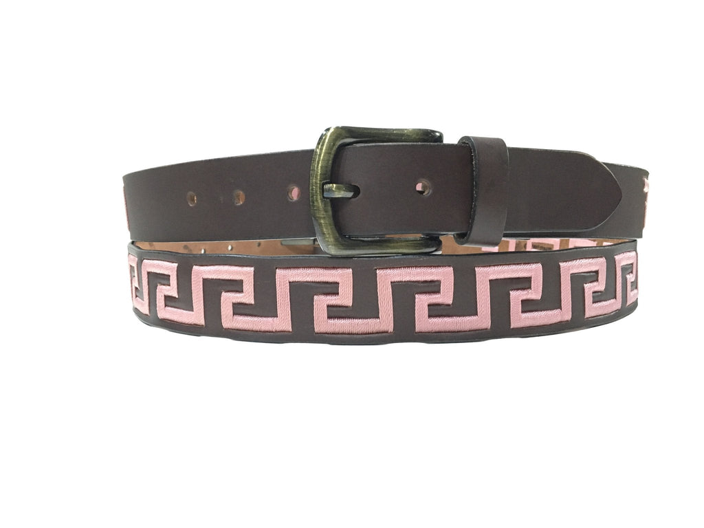 Carlos Diaz Mens Womens Unisex Argentinian Brown Leather Embroidered Polo Belt - Sync With Style - Polo Belts - Carlos Diaz  - 2