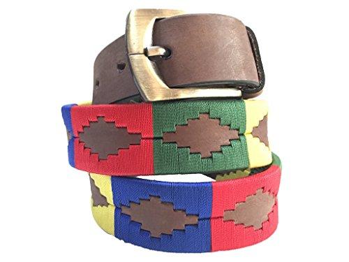 LORETO - Children's Polo Belt CARLOS DIAZ Boys Girls Kids Childrens Premium Unisex Brown Leather Embroidered Designer Gaucho Polo Belt
