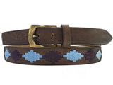 Carlos Diaz Mens Womens Unisex Argentinian Brown Leather Embroidered Polo Belt - Sync With Style - Polo Belts - Carlos Diaz  - 2
